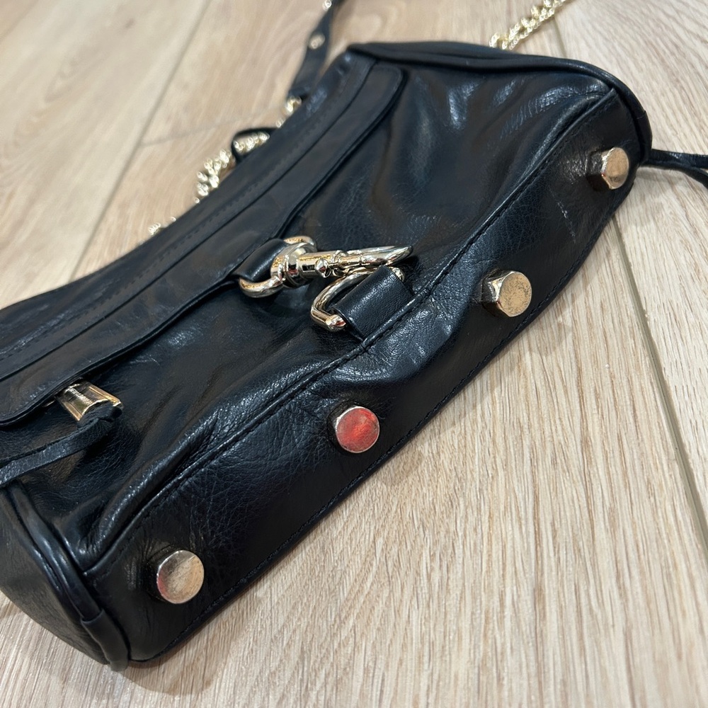 Rebecca Minkoff Black Mini Mac Crossbody Bag with Gold Chain - Picture 3 of 8